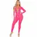 Leg Avenue Pink Open Back Bodystocking One Size - Stretch Mesh Design