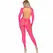 Leg Avenue Pink Open Back Bodystocking One Size - Stretch Mesh Design
