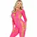 Leg Avenue Pink Open Back Bodystocking One Size - Stretch Mesh Design