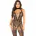 Leg Avenue Bodystocking Flower Mesh Black One Size - Floral Pattern