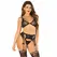 Leg Avenue Black Fishnet Three-Piece Set - Bra, Thong & Stockings, One Size