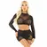 Leg Avenue Shiny Mesh Crop Top & Mini Skirt Set Black, Two-Piece Outfit