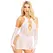 Leg Avenue Mini Dress & Glove Set White - Lace, One Size, 2-Piece