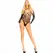 Leg Avenue Bodysuit Crotchless Fishnet Black with Rhinestones One Size