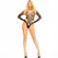 Leg Avenue Bodysuit Crotchless Fishnet Black with Rhinestones One Size