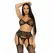 Leg Avenue Three-Piece Black Lace Set with Rhinestone Accents One Size