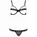 Passion Kyouka Two-Piece Set Black S/M - Adjustable Open Bra & Thong