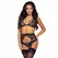 Leg Avenue Elegant Three-Piece Black Lace Set M - Bra, Panty, Garter Belt