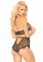 Leg Avenue Halter Teddy Lace Bodysuit with Full Back Panty Black