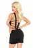 Dreamgirl Deep-V Mini Dress with Strappy Back, Black, One Size