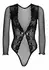 Dreamgirl High Cut Lace & Net Teddy Deep V Thong Back Black S/M