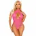 Leg Avenue Pink Lace Bodysuit - Crossover Halter, One Size