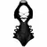 Leg Avenue Bodysuit Strappy Lace Cut-Out One Size Black