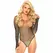 Leg Avenue Crystalized Mesh Bodysuit Black - Long Sleeve, Rhinestone, One Size