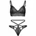 Leg Avenue Set Sweetheart Lace Bralette & Strappy G-String Black M/L