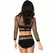 Leg Avenue Set Black Net Long Sleeve Top & High Waist Bottom One Size