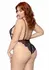 Leg Avenue Plus Teddy Set with Cheeky Thong & Lace Robe, Black, 3-Piece