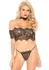 Dreamgirl Lace Top with Choker and Thong Set - Black, Elegant Design M/L