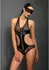 Dreamgirl Crotchless Teddy & Eye Mask Set, Black, Adjustable Fit M/L