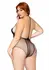 Plus Seamless Halter Bodysuit - Multi Net, T-Strap, Black, One Size