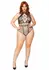 Plus Seamless Halter Bodysuit - Multi Net, T-Strap, Black, One Size