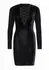 Velvet Long Sleeved Dress Black Deep-V Lace Up Elegant Fit L