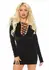 Velvet Long Sleeved Dress Black Deep-V Lace Up Elegant Fit S