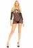 Leg Avenue Mini Dress Heart Net Keyhole Tie Front Black One Size