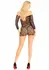 Leg Avenue Mini Dress Heart Net Keyhole Tie Front Black One Size