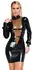 LateX Knee-Length Black Latex Dress 2XL with Transparent Insert