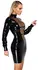 LateX Elegant Black Knee-Length Latex Dress XL with Smoky Insert