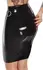 LateX Black Latex Skirt L with Decorative Metal Rings, Knee-Length