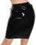 LateX Black Latex Skirt M with Decorative Metal Rings, Knee-Length