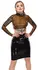 LateX Crop Top Smoky Transparent XL - Long Sleeve, Metal Ring Detail