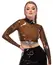 LateX Crop Top Smoky Transparent XL - Long Sleeve, Metal Ring Detail
