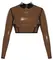 LateX Crop Top L - Smoky Transparent, Long Sleeve, Stand-up Collar