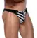 Black Level Vinyl Briefs for Men Silver Stripe Zip S Black Glossy