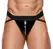 Black Level Vinyl Jockstrap 2XL with Silver Zip, Wide Waistband