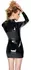 Black Level Vinyl Mini Dress RV XL Shiny Black Long Sleeve High Collar