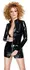 Black Level RV S Shiny Vinyl Mini Dress with Stand-Up Collar, Black