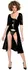 Black Level Vinyl A-line Coat Dress with Thong, Shiny Black, Size L