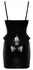 Black Level Vinyl Mini Dress Peplum Adjustable Straps M Black