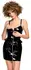 Black Level Vinyl Mini Dress Peplum S Adjustable Straps Black