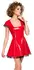 Black Level Red Vinyl Mini Dress XL - Shiny Flared Skirt, Lace Trim