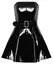 Black Level Vinyl Strapless Dress Flared XL - Shiny Black, Belted Design