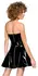 Black Level Flared Vinyl Dress L Shiny Strapless Belted Design