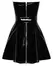Black Level Vinyl Strapless Flared Dress M - Shiny Black, Belted, 2-Way Zip