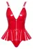 Black Level Vinyl Set Red L - Shiny Peplum Top & Adjustable Thong