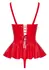 Black Level Vinyl Set Red L - Shiny Peplum Top & Adjustable Thong