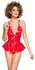 Black Level Vinyl Peplum Top and Thong Set Red S Adjustable Fit